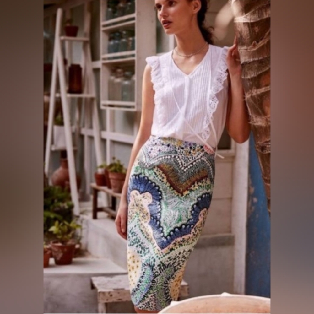 Anthropologie Moulinette Soeurs Riverwood Print Pencil Skirt Size 6